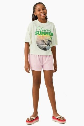 Stripe Pull On Shorts