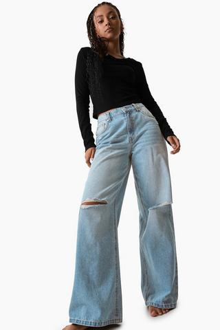 Elasticated Wide Leg Denim