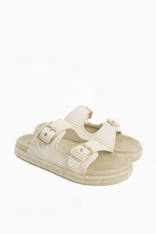 Espadrille Double Buckle Slides