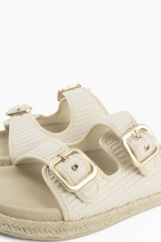 Espadrille Double Buckle Slides
