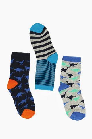 3 Pack Dino Socks