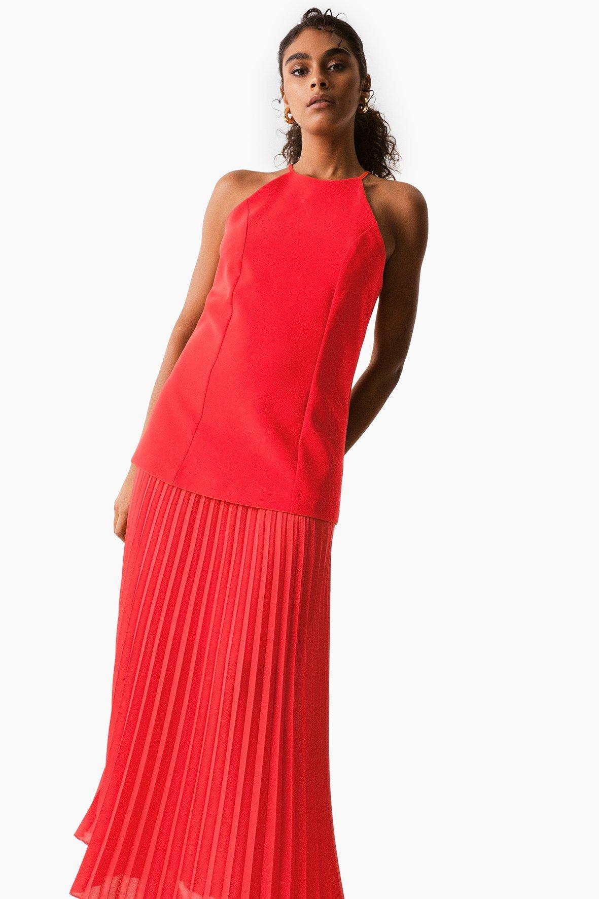 Pleated Drop Waist Dress