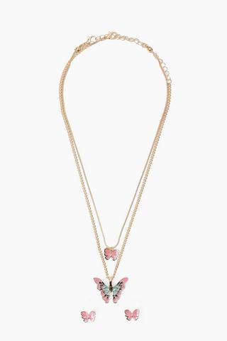 4 Pack Butterfly Necklace Set