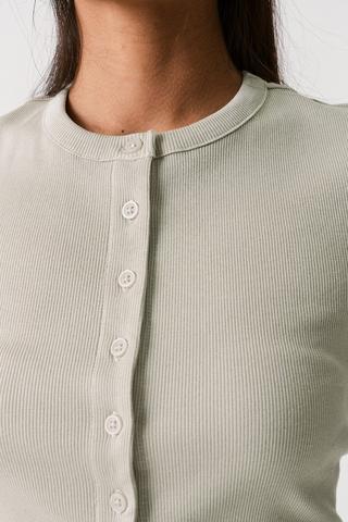 Ribbed Button-Up Top