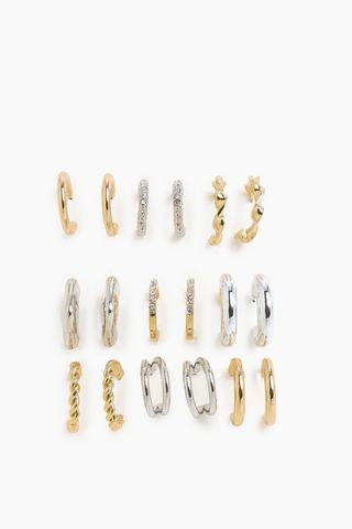 9 Pack Hoop Earrings