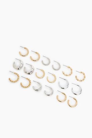 9 Pack Hoop Earrings