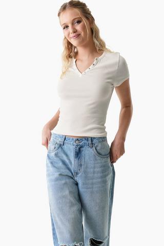 Ribbed Henley Top