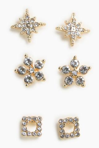 3 Pack Stud Earrings