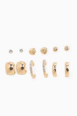 6 Pack Stud And Hoop Earrings