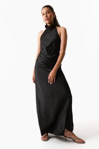 Satin Halter Neck Dress