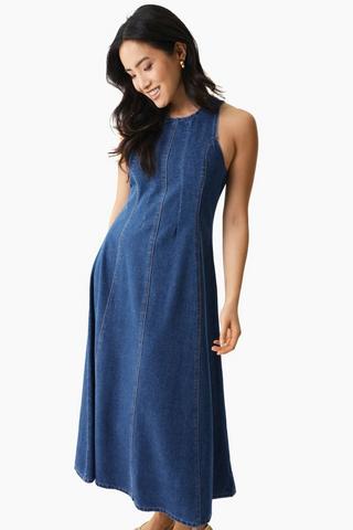 Denim Fit And Flare Dress