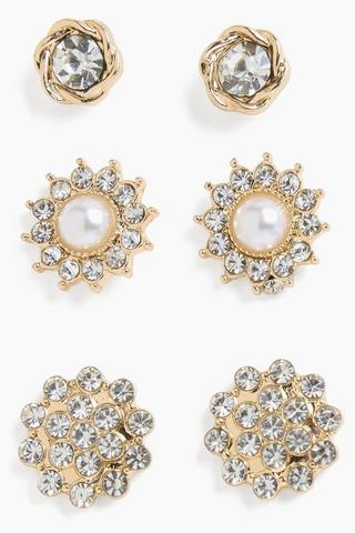 3 Pack Stud Earrings