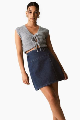 Denim A-line Mini Skirt