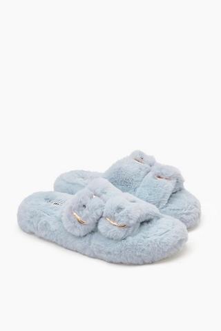 Double Buckle Fluffy Slipper