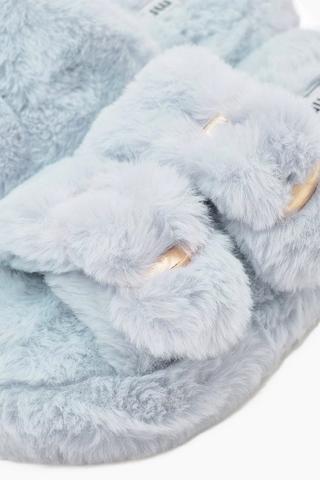 Double Buckle Fluffy Slipper