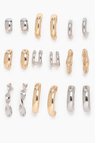 9 Pack Hoop Earrings