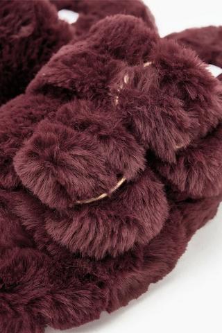 Double Buckle Fluffy Slipper