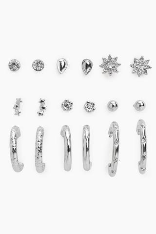 9 Pack Stud And Hoop Earrings