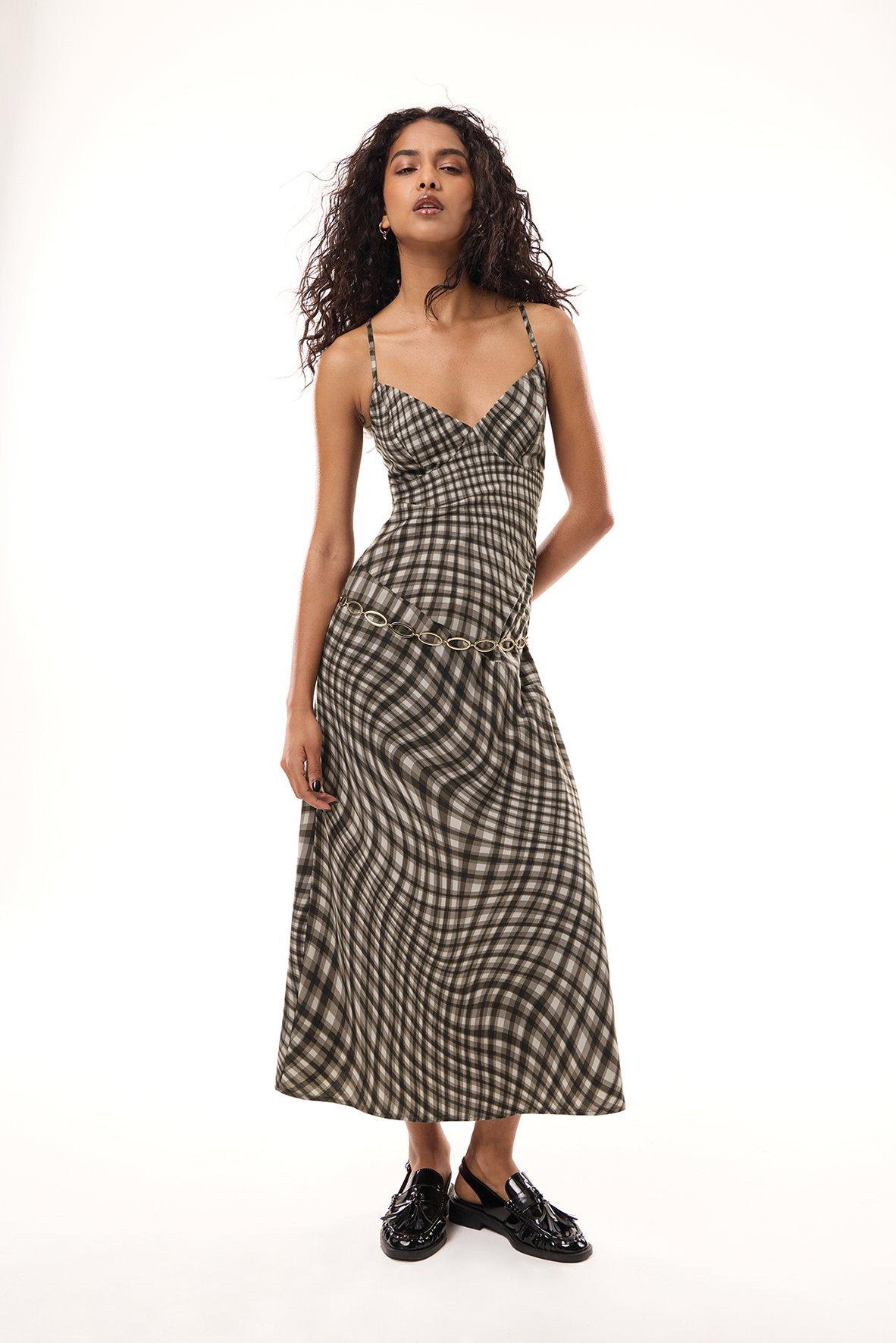 Check Slip Dress
