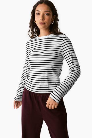 Stripe Ribbed Fitted Top