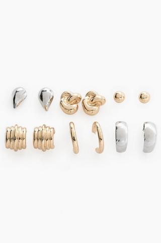 6 Pack Stud And Hoop Earrings