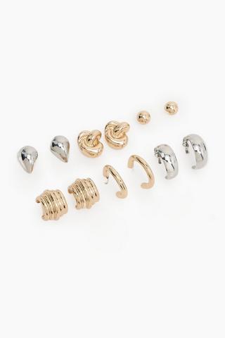 6 Pack Stud And Hoop Earrings