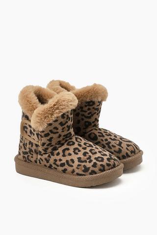 Fur Leopard Ankle Boots