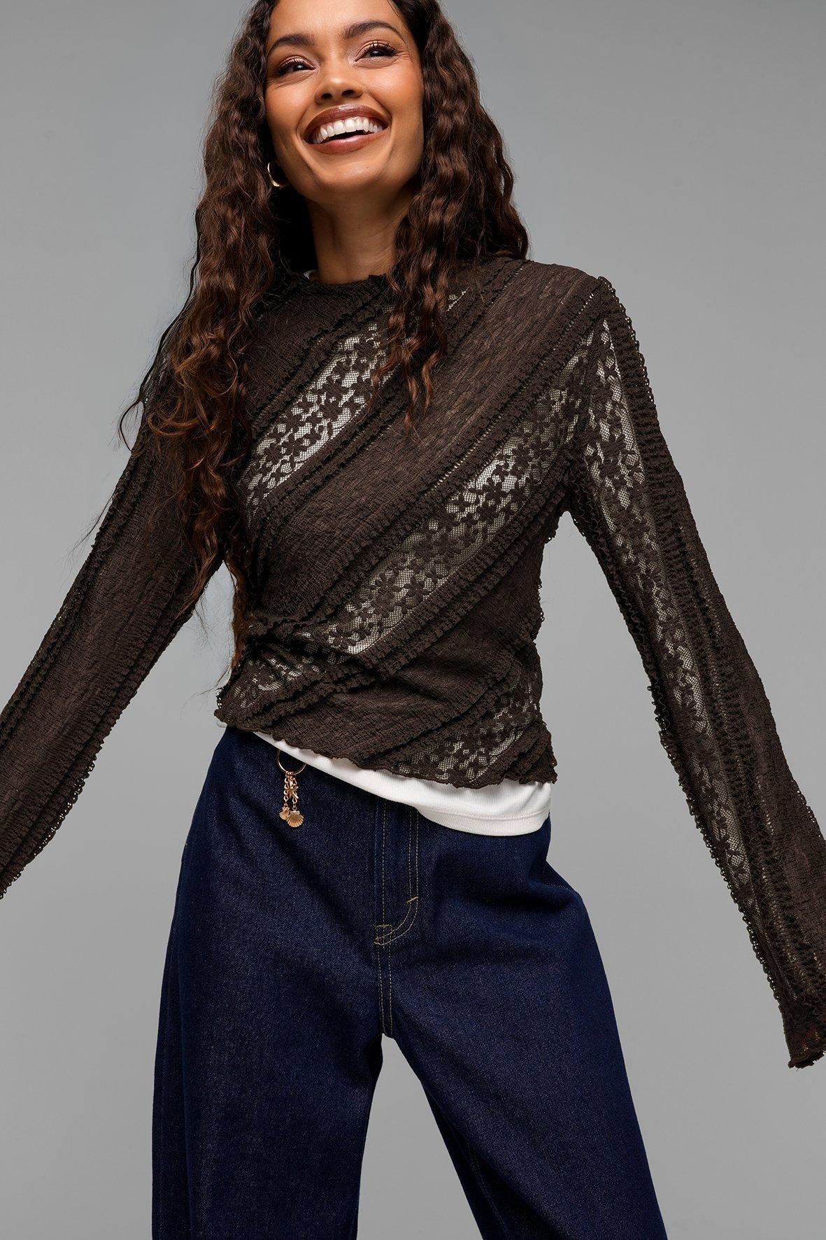 トップス ANDMARY LIL LACE KNIT TOPS ANDMARY】Lil lace knit tops