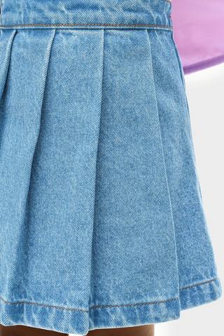 Pleated Denim Skirt