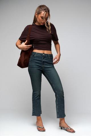Stretch Cropped Flare Leg Denim