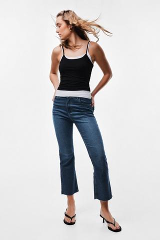 Stretch Cropped Flare Leg Denim