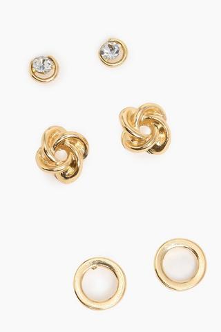 3 Pack Stud Earrings