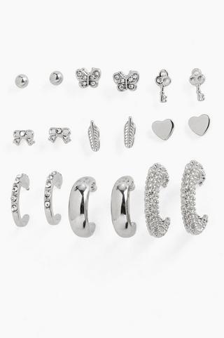 9 Pack Stud And Hoop Earrings