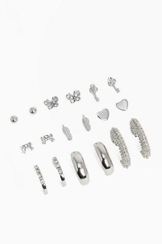 9 Pack Stud And Hoop Earrings