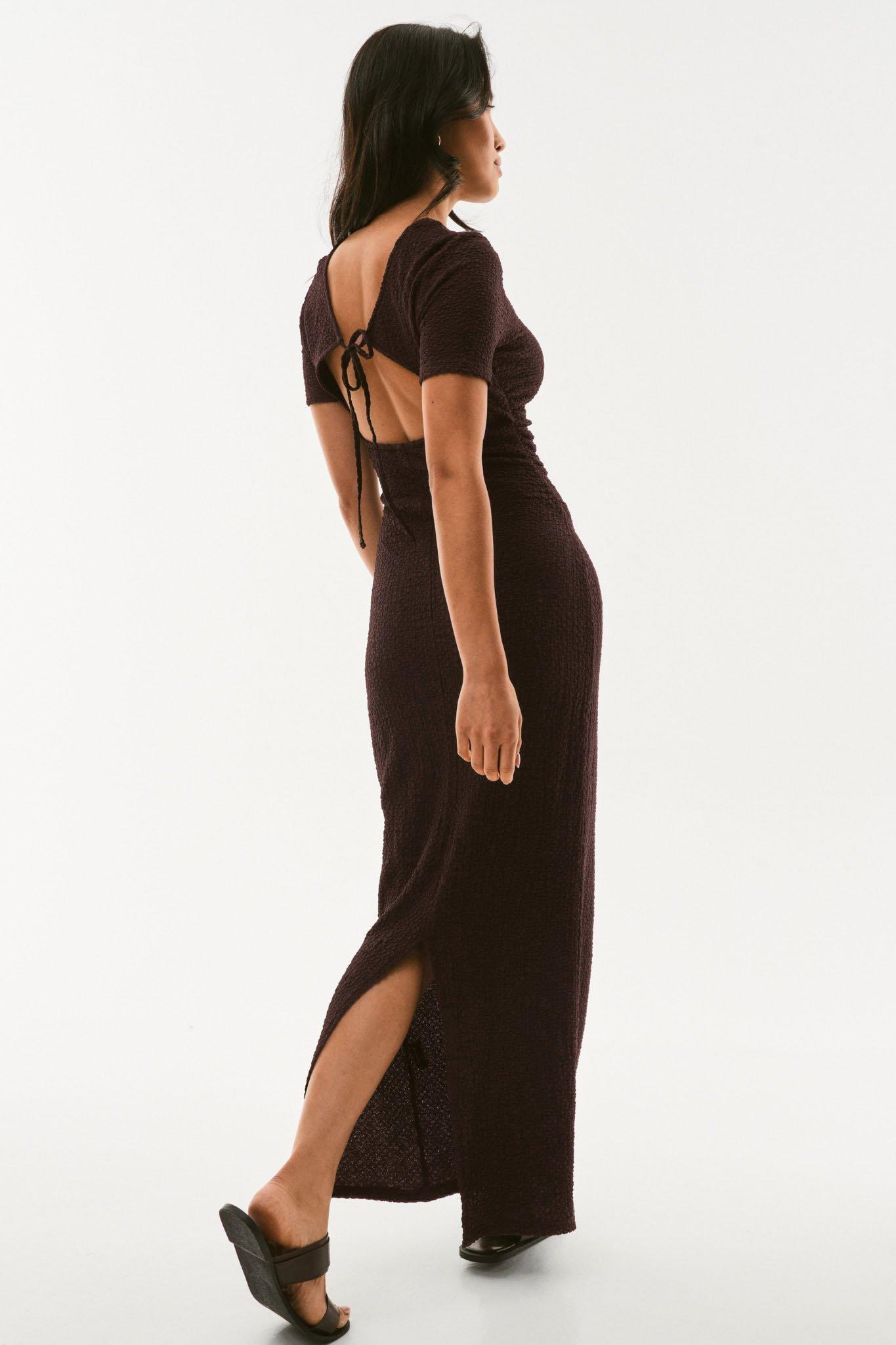 knee length dresses for ladies Marina maroon dress  Shenell Designs