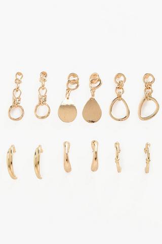 6 Pack Hoop And Drop Earrings