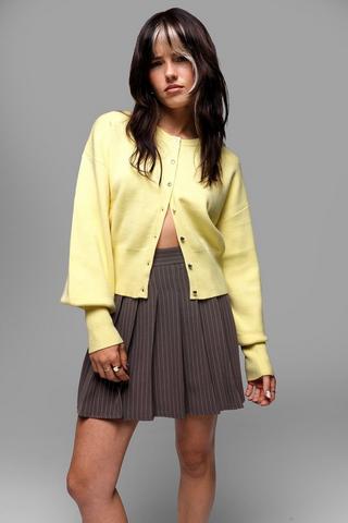 Stripe Pleated Mini Skirt