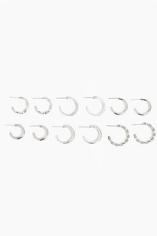 6 Pack Hoop Earrings