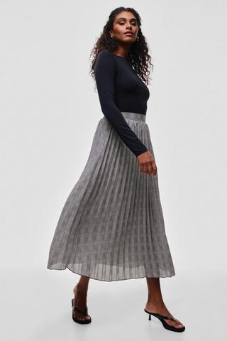 Check Pleated Skirt