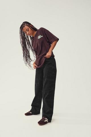Crinkled Wide Leg Denim