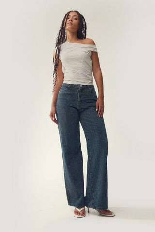 Crinkled Wide Leg Denim