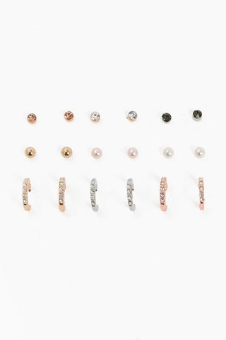 9 Pack Stud And Hoop Earrings