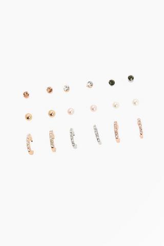 9 Pack Stud And Hoop Earrings