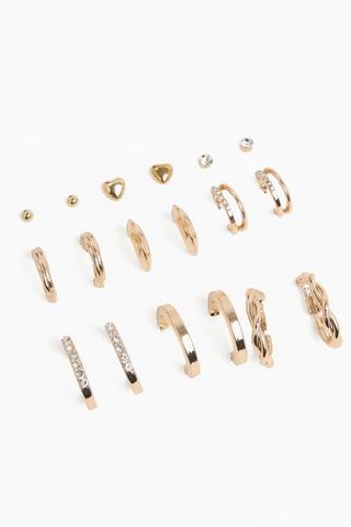 9 Pack Stud And Hoop Earrings