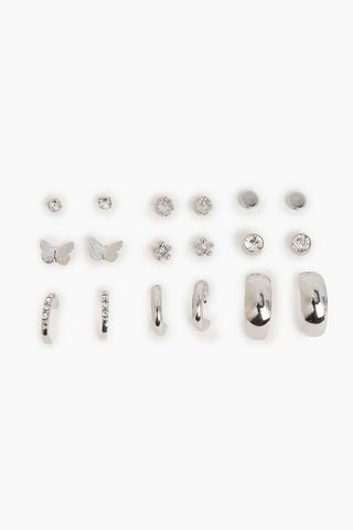 9 Pack Stud And Hoop Earrings