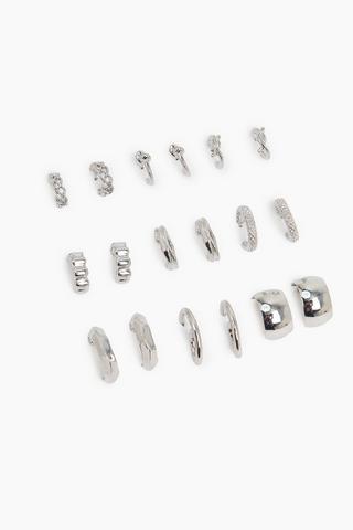 9 Pack Hoop Earrings
