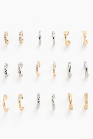 9 Pack Hoop Earrings