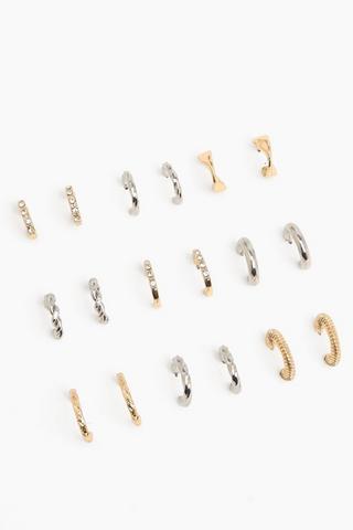 9 Pack Hoop Earrings