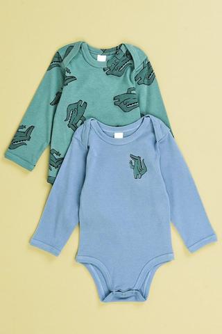 BB 2PK LS BODYSUIT CROC
