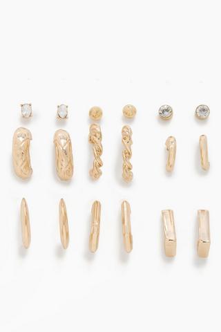 9 Pack Stud And Hoop Earrings